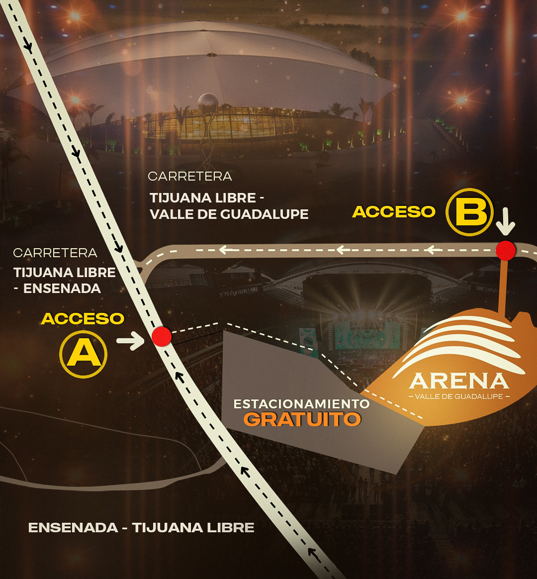 Ubicación Arena Valle de Guadalupe